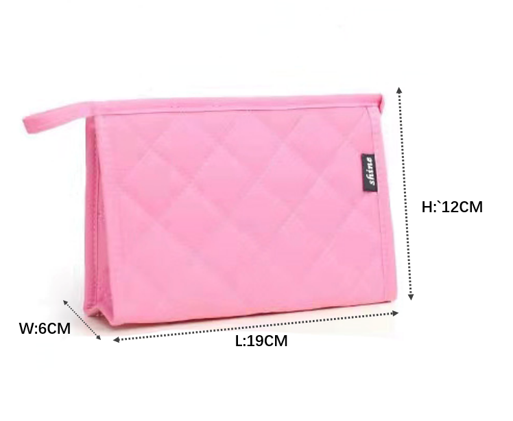 Diamond Stitch Pattern Zipper Cosmetic Bag For Travel 19cm×12cm×6cm
