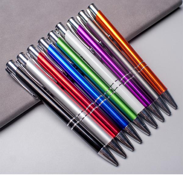 Logotipo personalizado Material de escritório e escolares de plástico Caneta colorida de metal