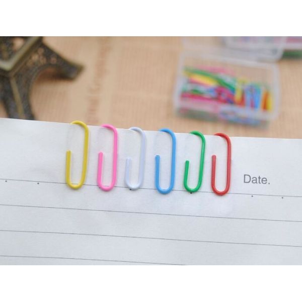 25mm Of 100pcs/Box Vinyl Coated Color Paper Clips For  Office Supplies