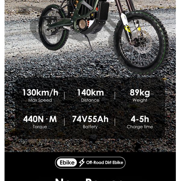72V Electric Off-Road Motorcycles Max. Speed 80km/h Moto Electrique for Motor Vehicle