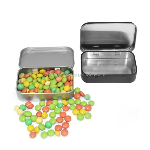 Chewing Gum Gift Candy Tin Cans Hinged Square Mints Box Printed Tinplate Metal