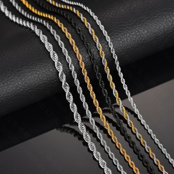 Stainless Steel Twist Rope Chain Necklace For Women and Men Fashion Jewelry Accessories