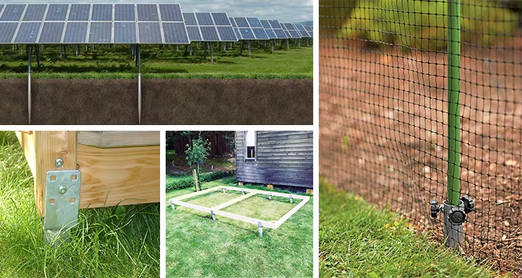 Vis de terre galvanisées en métal, ancrages hélicoïdaux pour sol, vente chaude