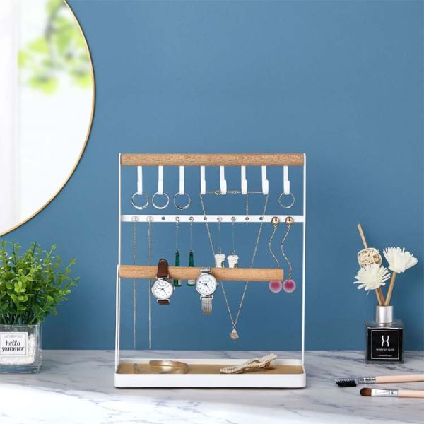 Exhibition Metal Earring Display Rack for Customized Wooden Ornaments and Watch Stands