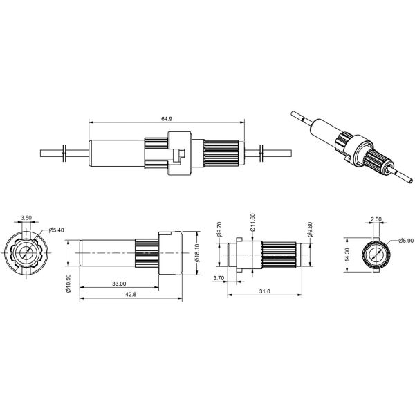 10AWG 12AWG 14AWG 300mm 6.3x30MM AGC Glass Tube Car In-Line Fuse Holder