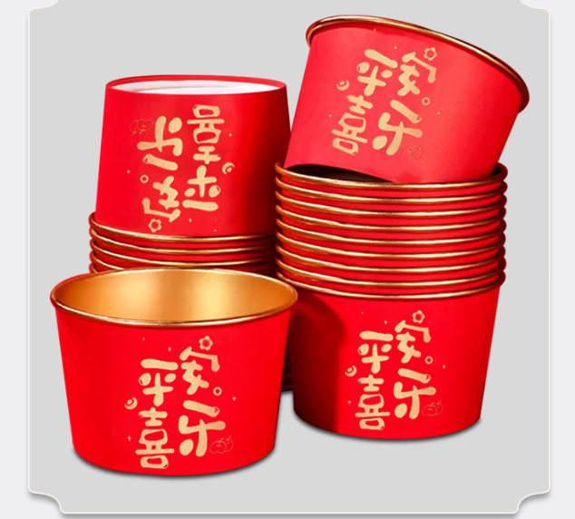 Gold Foil Paper Bowl With Food Grade Virgin Wood Pulp Paper Leak Proof Structure