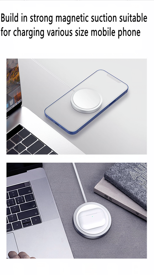 1.67A 205kHz Aluminum Magnetic Qi 15W Wireless Charger Pad