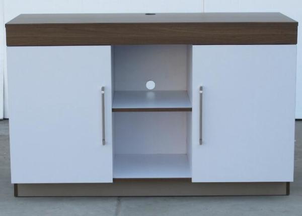 White Color Hotel Microwave Fridge Cabinet HPL Top With Side Mounted