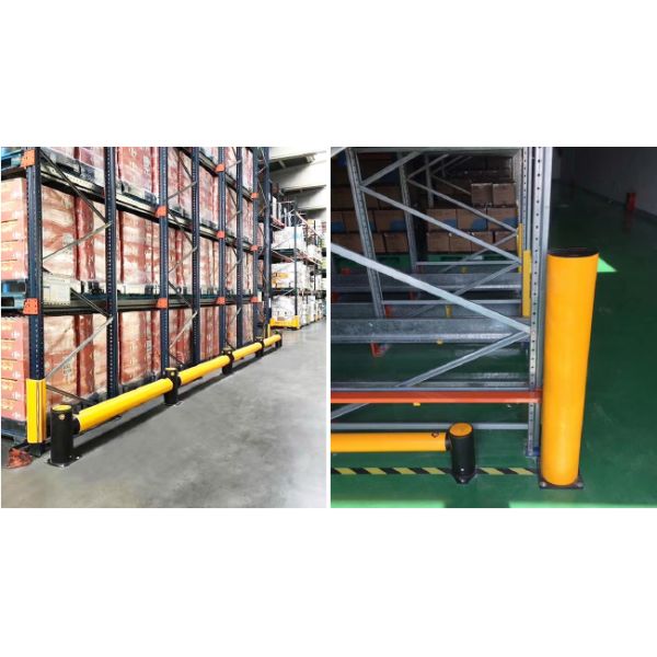 Radio Shuttle Pallet Rack Upright Protectors Rack End Guard Polymer Safety Barrier Traffic Guardrails