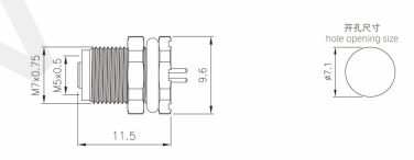IP67 PCB M5 Женский разъединитель Задняя монтажная розетка винт M5 * 0,5 3 / 4pin 20A