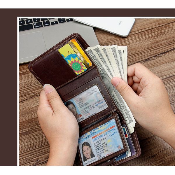 PU Leather Men's Wallet 2024 Customized with Storage Convenience and Polyester Lining