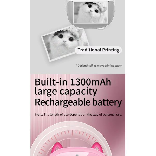 Impresora térmica, videocámara digital, cámara impresa para niños con doble lente, vídeo HD y posibilidades infinitas para niños