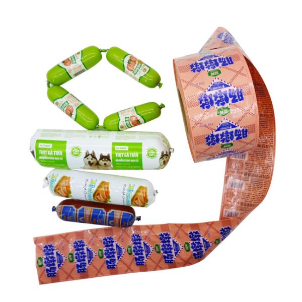 Embalagem de revestimento de plástico de qualidade alimentar flexografia impressão marca LOGO salsicha embalagem de revestimento de plástico de cor