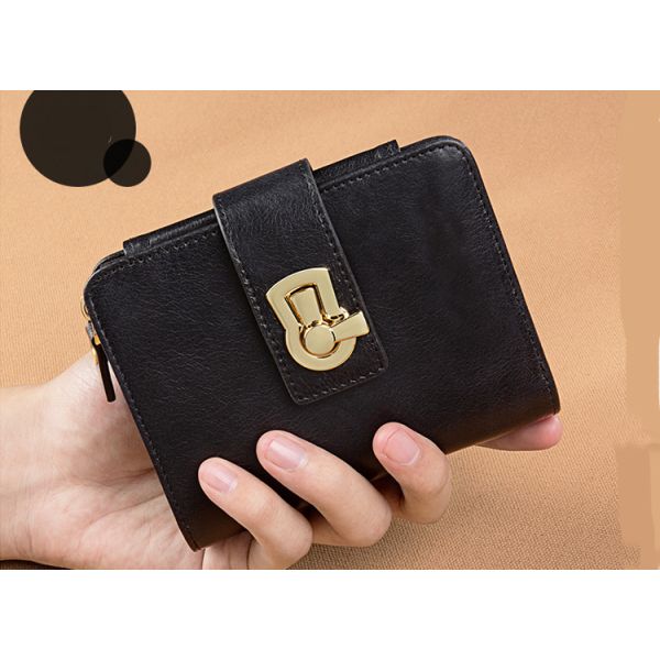 Purse lady short 2019 leather zipper folding card bag integrated fashion women's multi-function small wallet