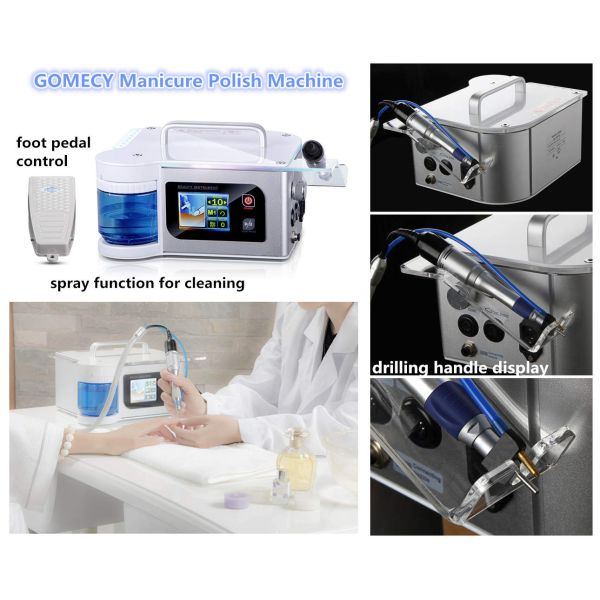 32500RPM Máquina de perforación de uñas con spray de agua Máquina eléctrica portátil de pulido de uñas