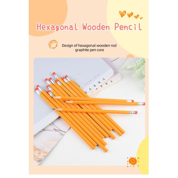 Estudiante de arte dibujo de dibujo lápiz de escritura HB barril hexagonal lápiz de madera amarillo