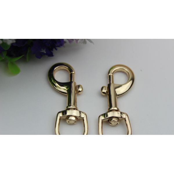 Bag purse zinc alloy light gold d ring 16 mm dog collar snap hook with nickel free