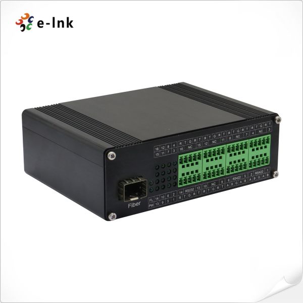 8 Channel RS232 RS485 Serial Fiber Media Converter SFP Port IP40 Aluminum Casing
