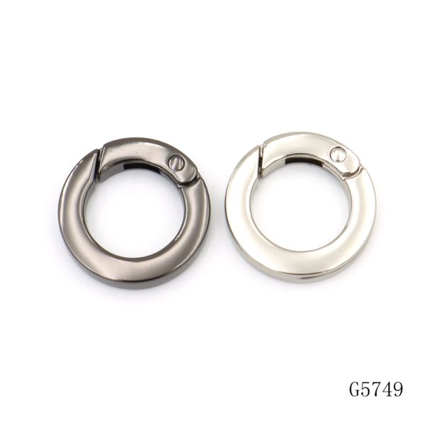 17mm Metal Spring O Ring Open Gate Round Carabiner Clasp Flat