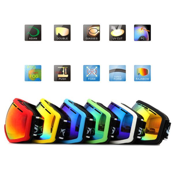 Windproof Ski Goggles Three Layer Foam Thickness 15mm Stylish Unisex Design