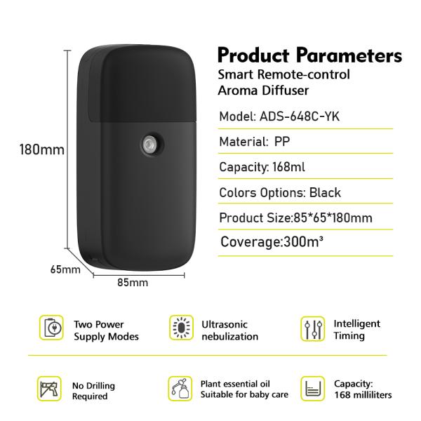 168ML Waterless Aroma Diffusers Remote Control Essential Oil Diffuser Electric