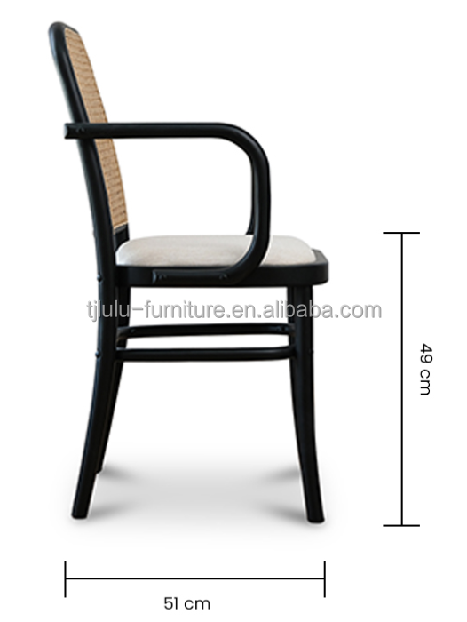 Antique Design Wooden Rattan Back Dining Arm Chair for OEM/ODM and Leisure Chair Style