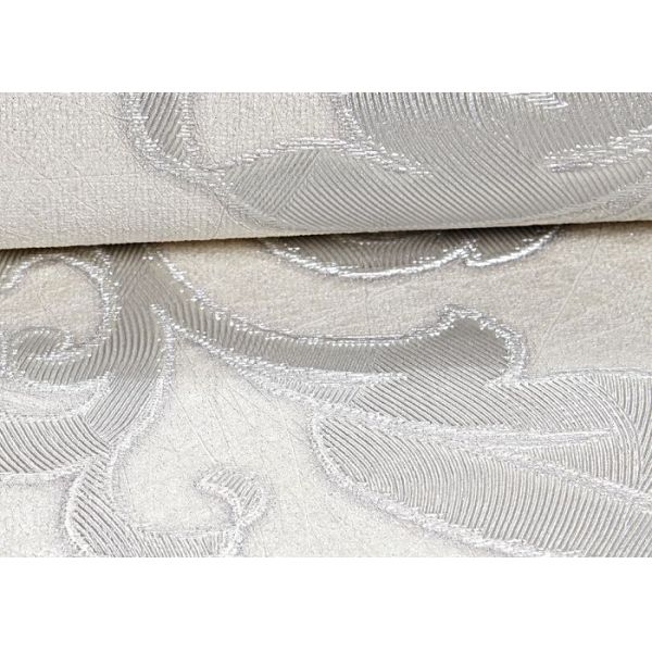 Ivory White Damask Pattern Victorian Wallpaper for Interior Decoration , Anti - static