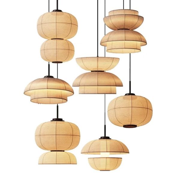 Japanese Pendant Lights Vintage Fabric Lantern Wabi Sabi Lights (WH-VP-335)
