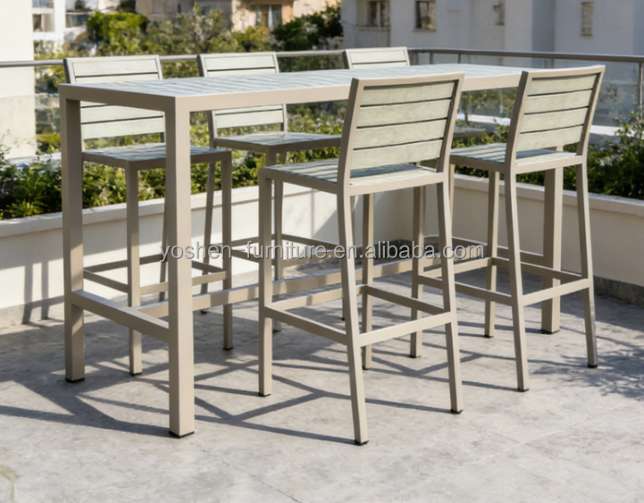 Yoshen 81-Inch Wooden Slat Bar Table for Outdoor Kitchen Backyard & Pub Counter Height