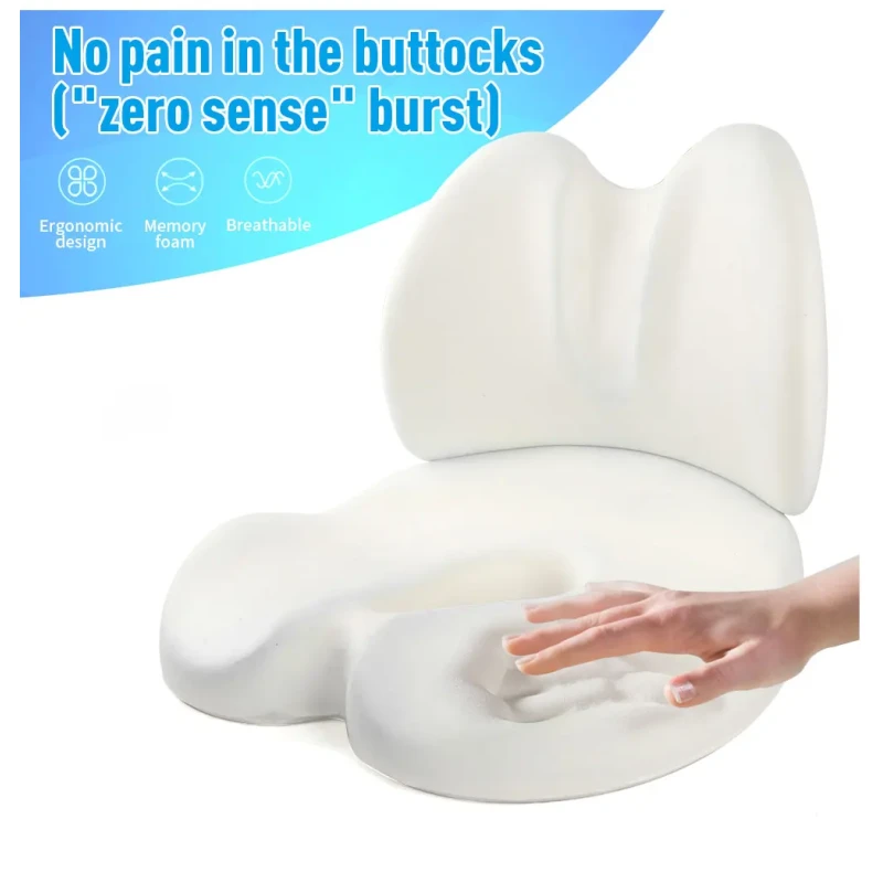 2 in 1 Memory Foam Seat Cushion with Back Support Cushion 35.2X41X9.5cm / 38.6x27x10cm