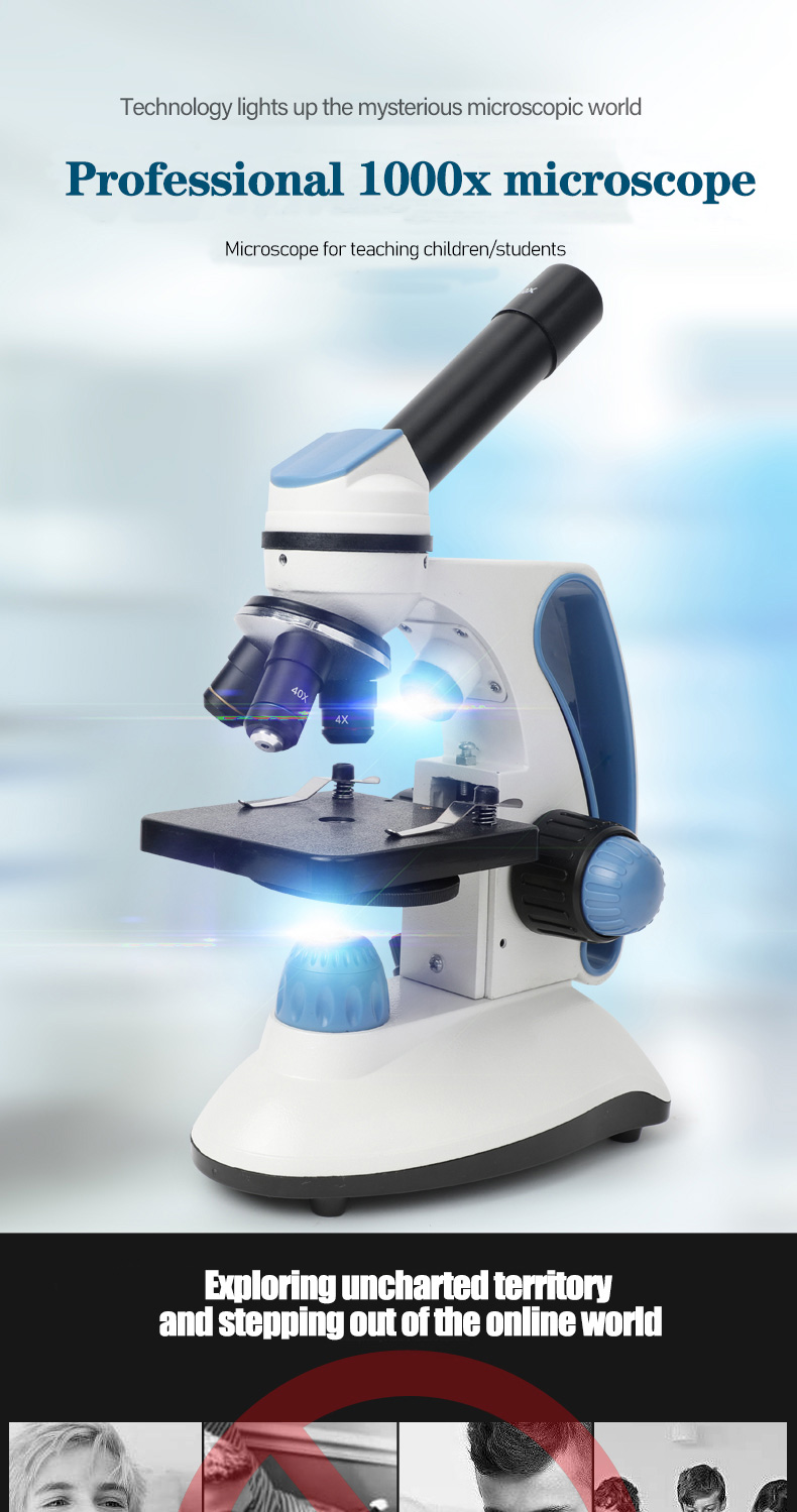 CenLee Portable Digital Biological Binocular Microscope Students All-Optical System LED Illumination Coarse/Fine Adjustment