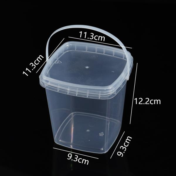 Clear Plastic Container With Lid Ice Cream Bucket Food Storage Container Freezer Storage Bucket Square Plastic Pails With Handle For Home Kitchen