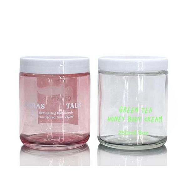 CE Glass 8 Oz Candle Jars 250ml Cream Jar With Plastic Aluminum Cap