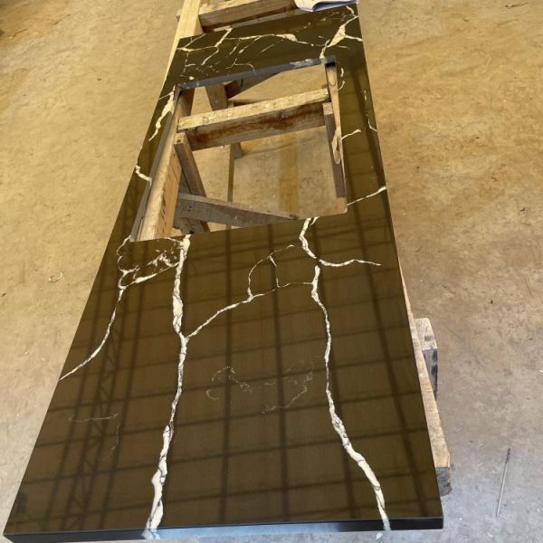 Бесшовные Miter Edge Мармуровые гранитные кухонные столы отточенная отделка