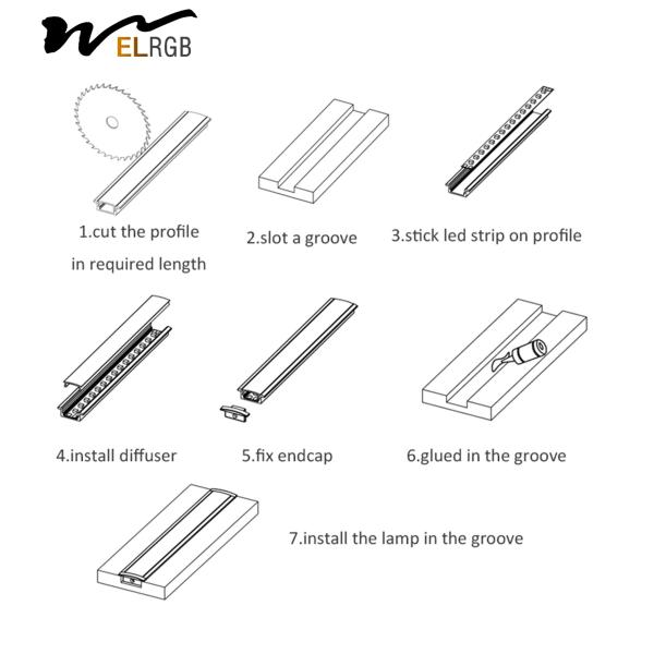 U Shape Led Aluminum Profile LED Strip Light Parts Aluminum Channel For Led Strips
