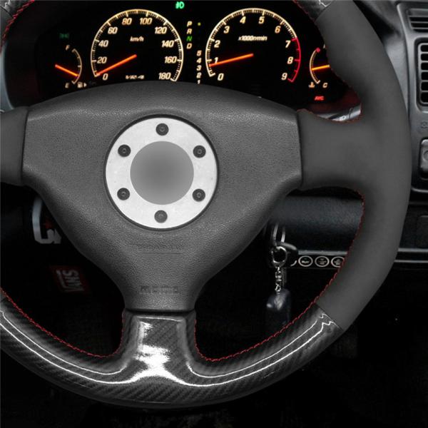 MEWANT New For Mitsubishi Lancer Evolution EVO VI V IV 4 Automobile Leather Diy Steering Wheel Cover Carbon Fiber Hand Sewing