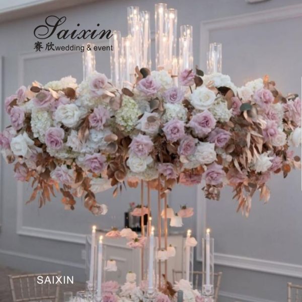 ZT-563 Роскошный свадебный центр 13 рук свечи с цветочными аранжировками ураганы золотые свечи
