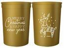 Decoration Personalized Party Cups , Gold / White Christmas Party Cups 16 Oz