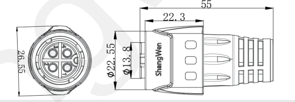 Сплав 4pin M19 соединитель сверхусплавленный синий нейлон PA66 алюминиевая сплав оболочка