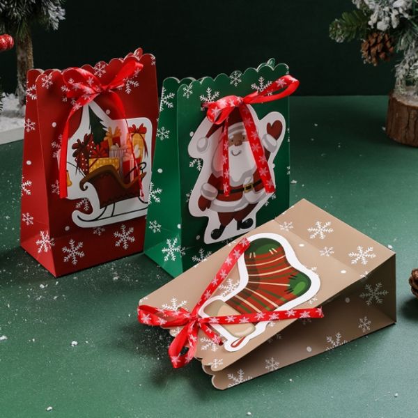 Рождество узла смычка ленты напечатало бумажные мешки для подарка упаковывая 5g/Pcs