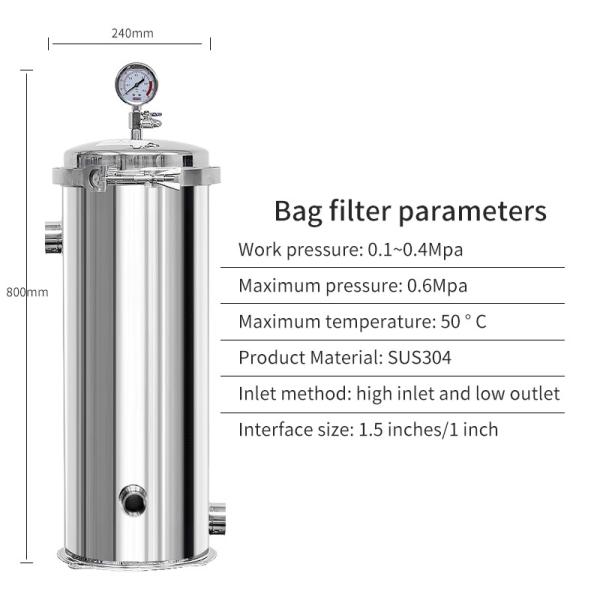 SS304 Industrial Bag Filter Water Treatment System Commercial