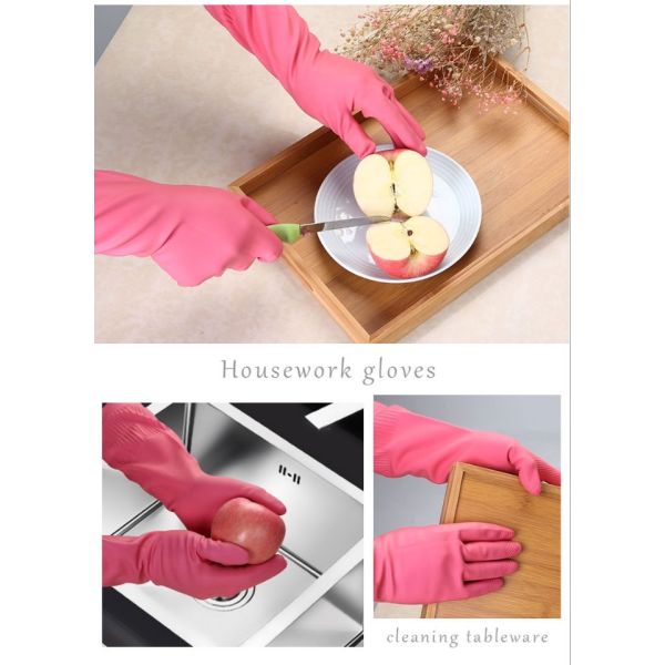 WaterProof Latex Free Dishwashing Gloves 38CM Flock Lined Household Gloves