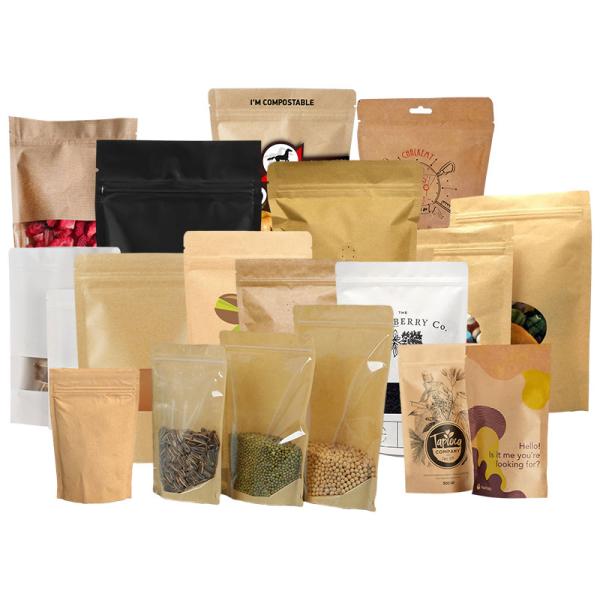Impression personnalisée sac fermeture à glissière alimentaire avec fenêtre pour le café collations emballage de thé
