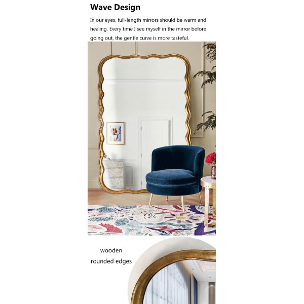 Decorative Bedroom Frameless Floor Length Mirror Wavy cheval