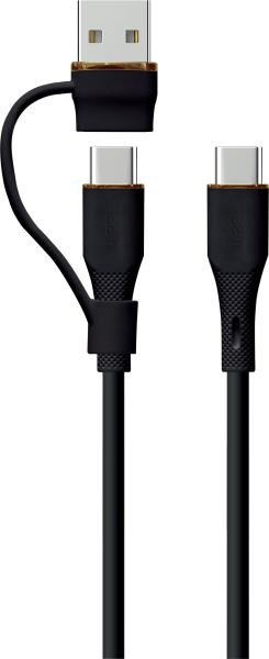2025 3-in-1 Fast Charging Cable 1m USB A to USB C Lightning Durable Silicone Cord for iPhone 15/Pro/Android/Samsung/Pixel