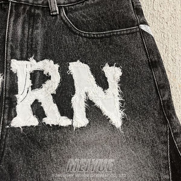 Embroidery de aplicación a medida hombre de pantalones cortos de denim con sombrero de polvo cortos de denim antistáticos