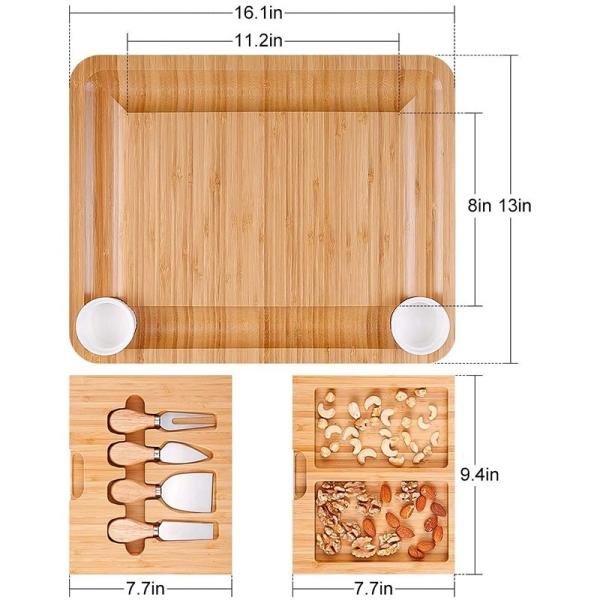 ODM Natural Kitchen Cutting Board Bamboo Charcuterie Platter With Utensils