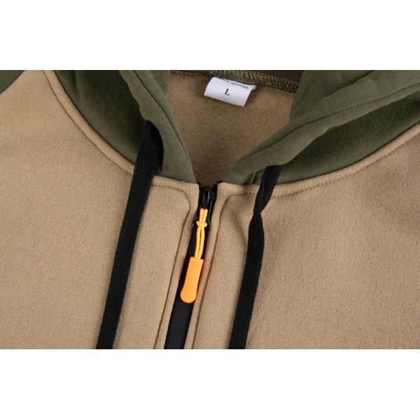 Men's Two-Tone Utility Fleece Zip Up Hoodie with Soft Brushed Lining and Contrast Strap Details