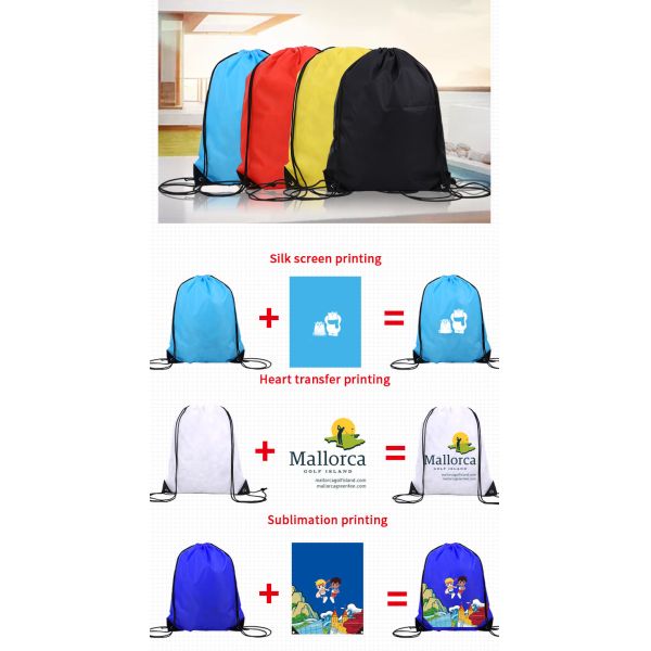 Foldable AZO Free Fabric Drawstring Bags Easy Carry Small Foldable Pocket Tote Polyester Folding Shopping Reusable Bag,C