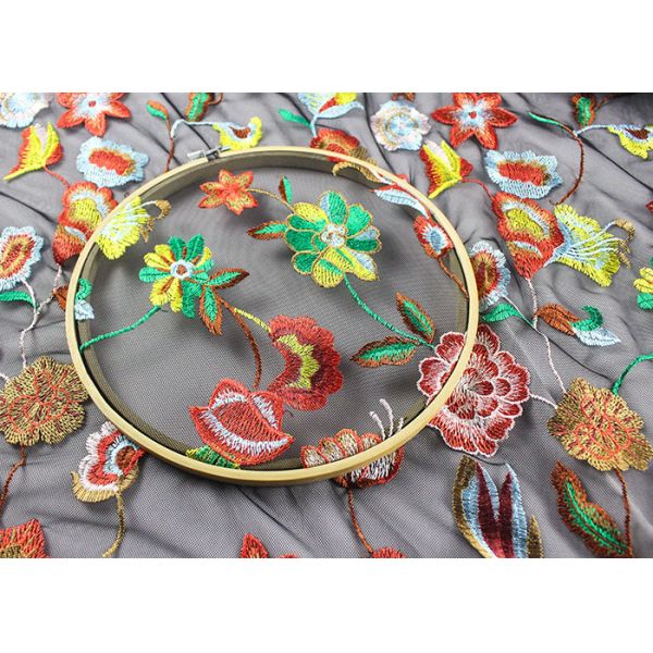 Яркое 3Д покрасило ткань шнурка вышивки цветка для дам Веддинг Дрессмакинг